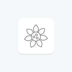 Sunflower icon, flower, plant, yellow, bloom thinline icon, editable vector icon, pixel perfect, illustrator ai file