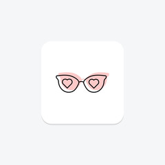 Moms Glasses icon, glasses, eyewear, vision, fashion color shadow thinline icon, editable vector icon, pixel perfect, illustrator ai file