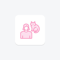 Mother and Cat icon, cat, pet, feline, animal duotone line icon, editable vector icon, pixel perfect, illustrator ai file