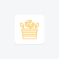 Flower Pot icon, pot, plant, garden, bloom duotone line icon, editable vector icon, pixel perfect, illustrator ai file