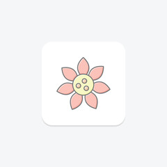 Sunflower icon, flower, plant, yellow, bloom lineal color icon, editable vector icon, pixel perfect, illustrator ai file