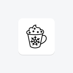 Hot Cocoa Mug icon, cocoa, mug, drink, chocolate line icon, editable vector icon, pixel perfect, illustrator ai file