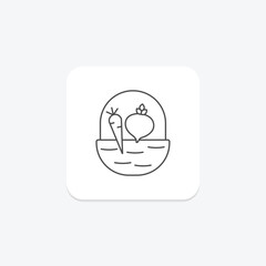 Harvest Basket icon, basket, thanksgiving, seasonal, autumn thinline icon, editable vector icon, pixel perfect, illustrator ai file