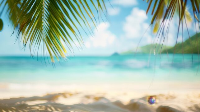 Blurred tropical beach background. Summer vacation 