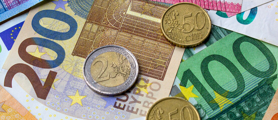 Euro money. The national currency of the European Union	
