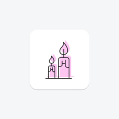 Thanksgiving Candle icon, candle, holiday, light, flame color shadow thinline icon, editable vector icon, pixel perfect, illustrator ai file