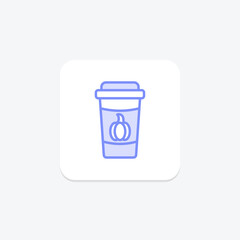 Pumpkin Spice Latte icon, spice, latte, coffee, drink duotone line icon, editable vector icon, pixel perfect, illustrator ai file