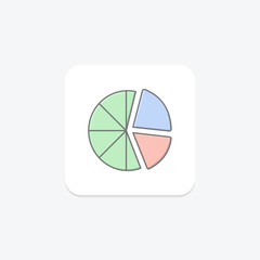 Pie Chart icon, chart, thanksgiving, data, graph lineal color icon, editable vector icon, pixel perfect, illustrator ai file