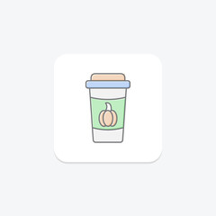 Pumpkin Spice Latte icon, spice, latte, coffee, drink lineal color icon, editable vector icon, pixel perfect, illustrator ai file