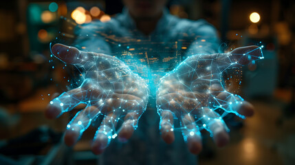 digital hand of a man, technology, metaverse, Virtual world, Immersive