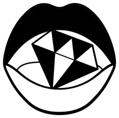 diamond illustration mouth silhouette lips logo kiss icon smile outline woman female girl tongue face lipstick teeth sticker glamour shape girl tongue for vector graphic background