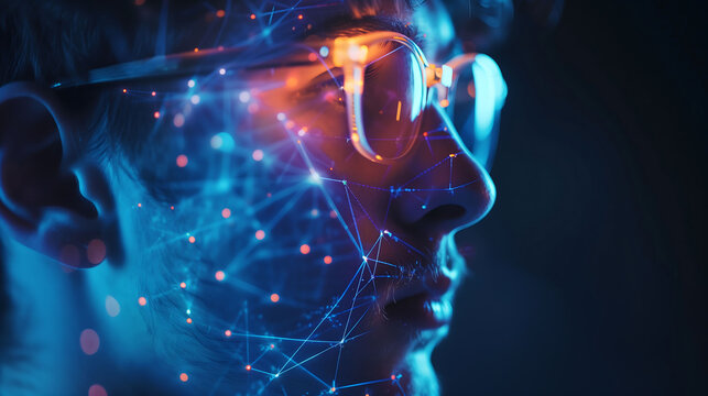 closeup of a man access to metaverse, technology, metaverse concept, Virtual world, Immersive