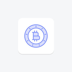 Bitcoin icon, cryptocurrency, digital, decentralized, blockchain duotone line icon, editable vector icon, pixel perfect, illustrator ai file