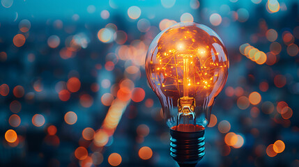 light bulb, Concept of Ideas for presenting new ideas, innovative technology and creativity, Energy saving