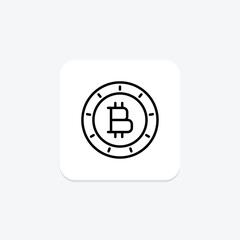 Bitcoin icon, cryptocurrency, digital, decentralized, blockchain line icon, editable vector icon, pixel perfect, illustrator ai file