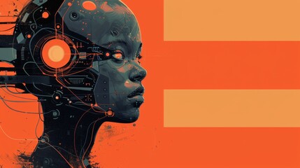 Minimalistic depiction of a cybernetic humanoid, reflecting the emerging trend of bio-enhancement and human-machine integration in 2024