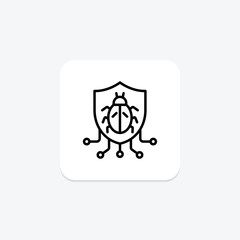 Malware Shield icon, shield, security, protection, cyber line icon, editable vector icon, pixel perfect, illustrator ai file