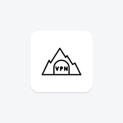 VPN Tunnel icon, tunnel, security, protection, cyber line icon, editable vector icon, pixel perfect, illustrator ai file