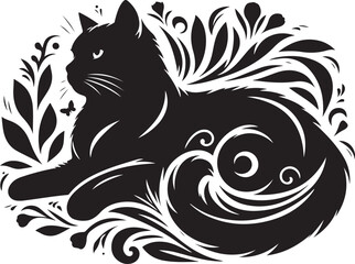 Collection of cat silhouettes in various poses