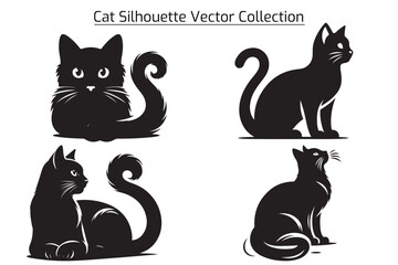 Collection of cat silhouettes in various poses