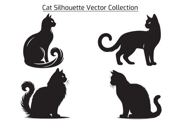 Collection of cat silhouettes in various poses