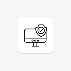 Computer Protection icon, protection, security, cyber, digital line icon, editable vector icon, pixel perfect, illustrator ai file