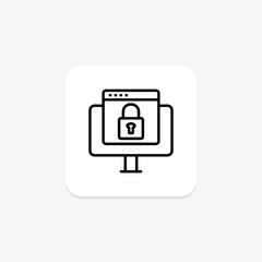 Secure Browser icon, browser, security, protection, cyber line icon, editable vector icon, pixel perfect, illustrator ai file