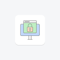 Secure Browser icon, browser, security, protection, cyber lineal color icon, editable vector icon, pixel perfect, illustrator ai file