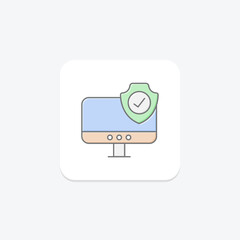 Computer Protection icon, protection, security, cyber, digital lineal color icon, editable vector icon, pixel perfect, illustrator ai file