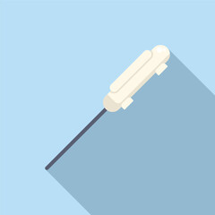 Metal fishing rod icon flat vector. Icy season day. Polar camping outdoor