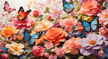 Envision the joy of chasing colorful butterflies flitting among blooming flowers in a summer garden."