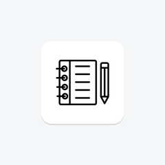 Homework Assignment icon, assignment, schoolwork, task, study line icon, editable vector icon, pixel perfect, illustrator ai file