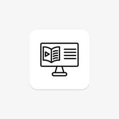 Learning Platform icon, platform, online, digital, education line icon, editable vector icon, pixel perfect, illustrator ai file