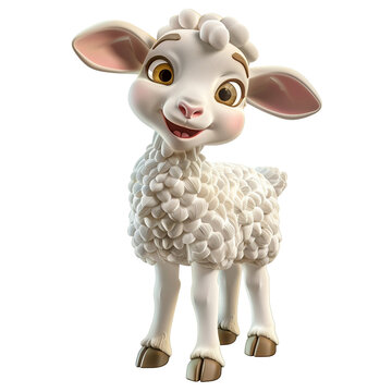 easter lamb, sheep vector cartoon illustration isolated on transparent background 3d render - Generative AI
