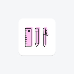 Education Tools icon, tools, resources, technology, aids color shadow thinline icon, editable vector icon, pixel perfect, illustrator ai file