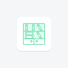 School Library icon, library, books, reading, resources duotone line icon, editable vector icon, pixel perfect, illustrator ai file