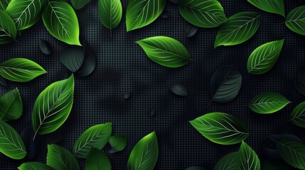 Green leaves carbon fiber texture background 