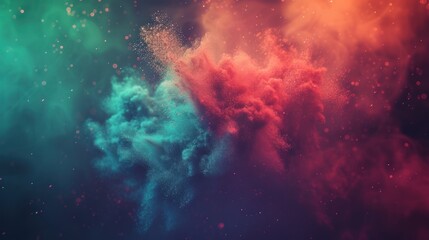 Vivid multicolor powder explosion captured in mid-air