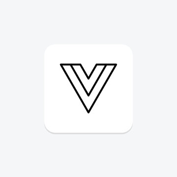 Vue js icon, javascript, framework, frontend, web line icon, editable vector icon, pixel perfect, illustrator ai file