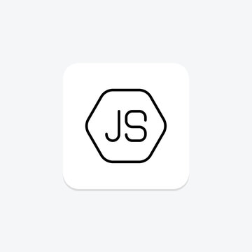 Node js icon, javascript, runtime, backend, server-side line icon, editable vector icon, pixel perfect, illustrator ai file