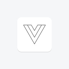 Vue js icon, javascript, framework, frontend, web thinline icon, editable vector icon, pixel perfect, illustrator ai file