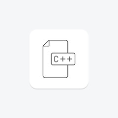 C Plus Plus Language icon, programming, language, development, cplusplus thinline icon, editable vector icon, pixel perfect, illustrator ai file - obrazy, fototapety, plakaty