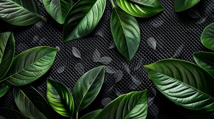 Obraz premium Green leaves carbon fiber texture background 