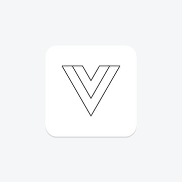 Vue js icon, javascript, framework, frontend, web thinline icon, editable vector icon, pixel perfect, illustrator ai file