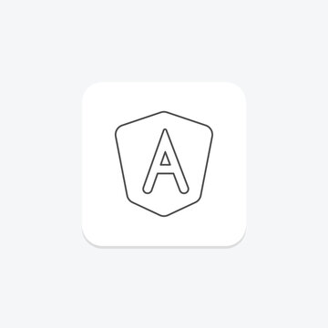 Angular icon, javascript, framework, frontend, web thinline icon, editable vector icon, pixel perfect, illustrator ai file