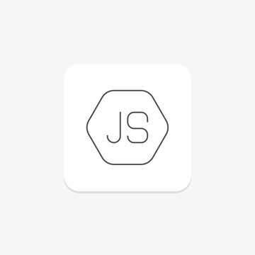 Node js icon, javascript, runtime, backend, server-side thinline icon, editable vector icon, pixel perfect, illustrator ai file