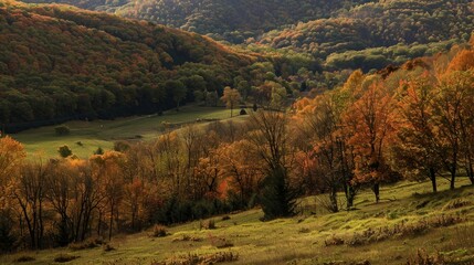 Green mountain in autumn