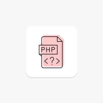 PHP icon, hypertext, preprocessor, web, server-side color shadow thinline icon, editable vector icon, pixel perfect, illustrator ai file