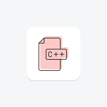 C Plus Plus Language icon, programming, language, development, cplusplus color shadow thinline icon, editable vector icon, pixel perfect, illustrator ai file