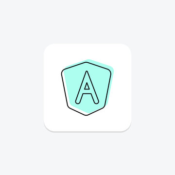 Angular icon, javascript, framework, frontend, web color shadow thinline icon, editable vector icon, pixel perfect, illustrator ai file